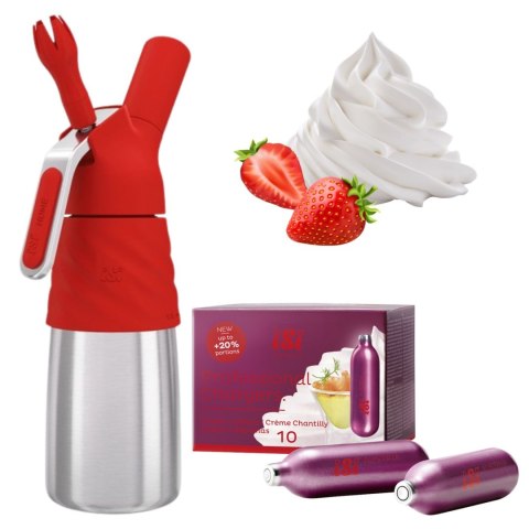 Syfon Do Bitej Śmietany Isi Creatie Whip Czerwony 0,5l + 10 Naboi N2O