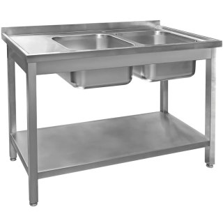 Zlew Gastronomiczny Dwukomorowy Z Ociekaczem I Półką 1200x600x850mm MTP005066
