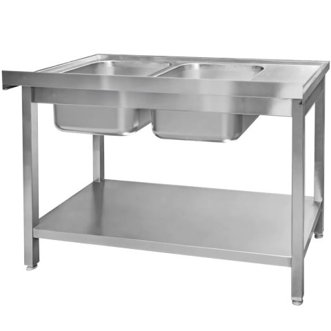 Zlew Gastronomiczny Dwukomorowy Z Ociekaczem I Półką 1200x600x850mm MTP005066