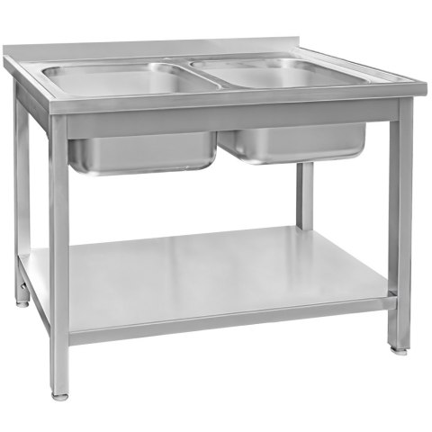 Zlew Gastronomiczny Dwukomorowy Z Półką 1400x700x850mm MTP006419
