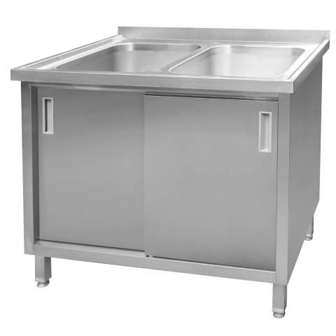 Zlew Gastronomiczny Dwukomorowy Z Szafką 1000x600x850cm MTP005059
