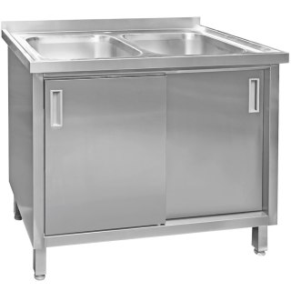Zlew Gastronomiczny Dwukomorowy Z Szafką 1000x600x850cm MTP005059