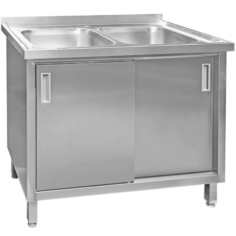 Zlew Gastronomiczny Dwukomorowy Z Szafką 1000x600x850cm MTP005059