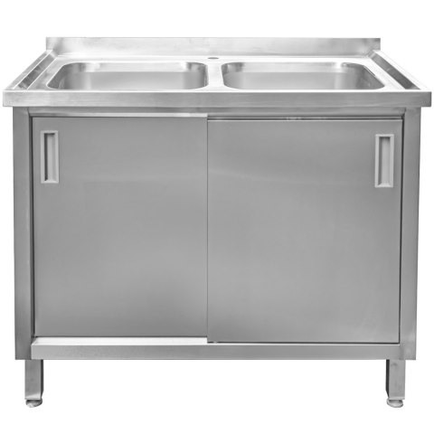 Zlew Gastronomiczny Dwukomorowy Z Szafką 1000x600x850cm MTP005059