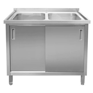 Zlew Gastronomiczny Dwukomorowy Z Szafką 1000x700x850cm MTP004749