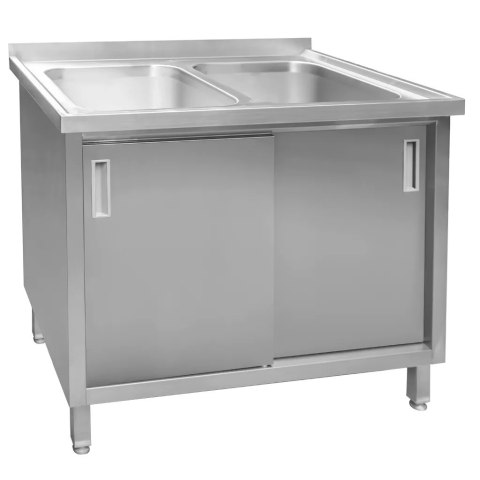 Zlew Gastronomiczny Dwukomorowy Z Szafką 1000x700x850cm MTP004749