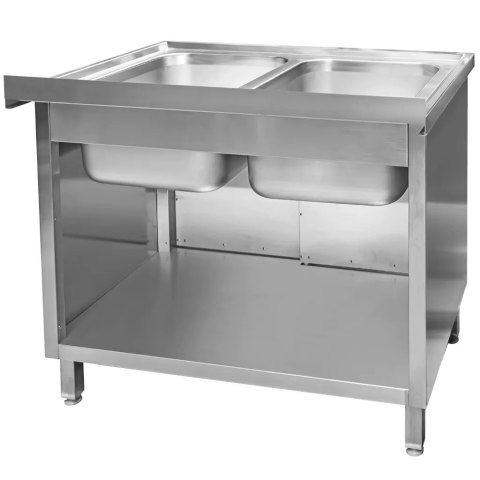 Zlew Gastronomiczny Dwukomorowy Z Szafką 1000x700x850cm MTP004749