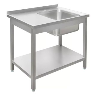 Zlew Gastronomiczny Z Komorą Po Prawej Stronie I Półką 1000x600x850mm MTP005306