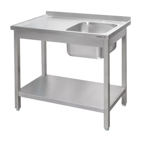 Zlew Gastronomiczny Z Komorą Po Prawej Stronie I Półką 1200x600x850mm MTP005308