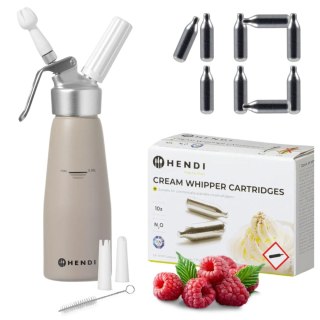 Beżowy Syfon do Bitej Śmietany 0,5l + 10 Naboi N2O 975893 | HENDI 975893_10