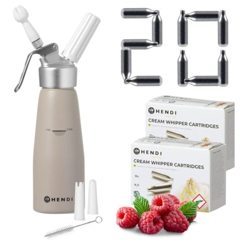 Beżowy Syfon do Bitej Śmietany 0,5l + 20 Naboi N2O 975893 | HENDI 975893_20