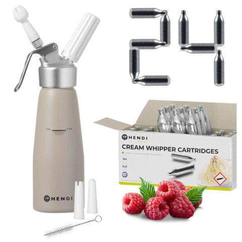 Beżowy Syfon do Bitej Śmietany 0,5l + 24 Naboje N2O 975893 | HENDI 975893_50