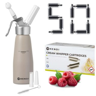 Beżowy Syfon do Bitej Śmietany 0,5l + 50 Naboi N2O 975893 | HENDI 975893_50
