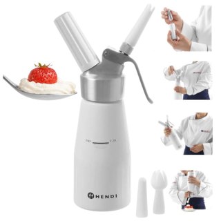 Domowy Syfon Dekorator do Bitej Śmietany 0,25l + Naboje N2O 10 Sztuk Zestaw | HENDI 588031_10