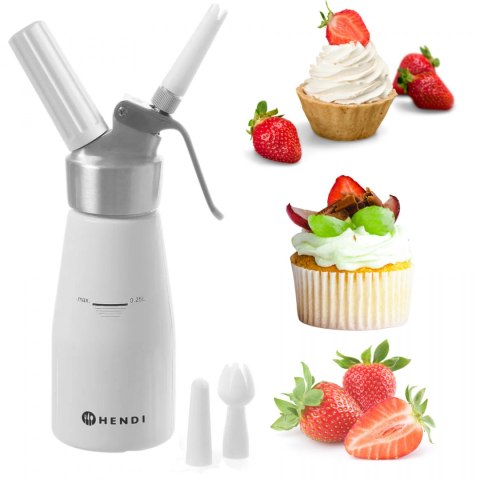 Domowy Syfon Dekorator do Bitej Śmietany 0,25l + Naboje N2O 10 Sztuk Zestaw | HENDI 588031_10