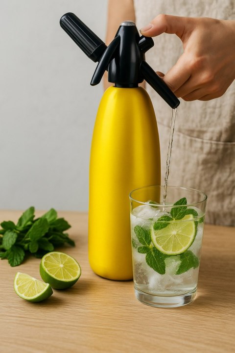 Outlet Syfon Saturator do Wody Sodowej 1l Złoty Piękny Kolor + 20 Naboi Co2 Mosa | ART QUICK SODA OUT_GP-ARTSAT SA-1L-20_v2