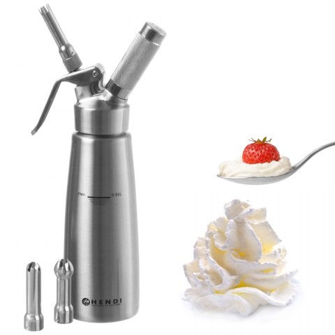 Syfon do Bitej Śmietany 0,5l ze Stali Nierdzewnej Profesjonalny | HENDI 588017