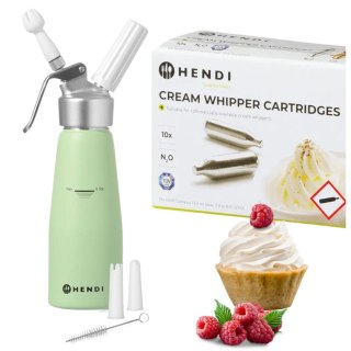 Zielony Pastelowy Syfon do Bitej Śmietany 0,5L + 10 Naboi N2O 975879 | HENDI 975879_10