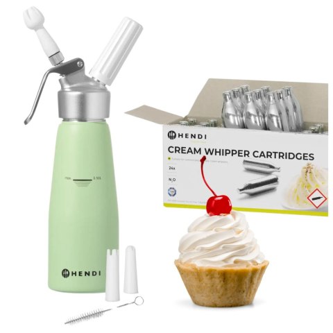 Zielony Pastelowy Syfon do Bitej Śmietany 0,5L + 24 Naboje N2O 975879 | HENDI 975879_24