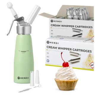 Zielony Pastelowy Syfon do Bitej Śmietany 0,5L + 48 Naboi N2O 975879 | HENDI 975879_48