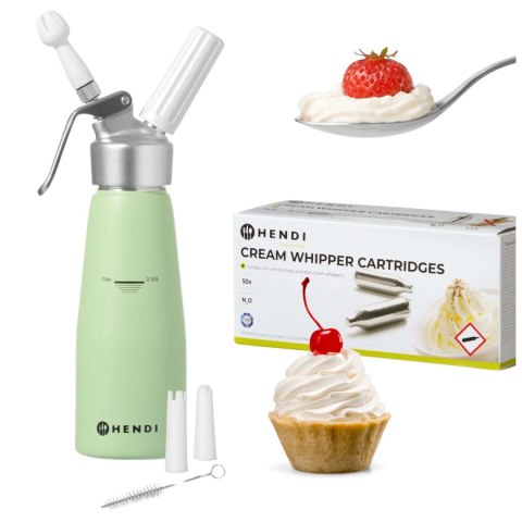 Zielony Pastelowy Syfon do Bitej Śmietany 0,5L + 50 Naboi N2O 975879 | HENDI 975879_50