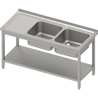 Zlew gastronomiczny 2-kom 140x60 (P) skręcany | Stalgast 613746