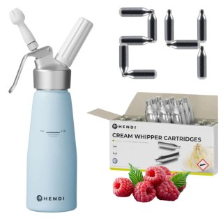 Błękitny Pastelowy Syfon do Bitej Śmietany 0,5l + 24 Naboje N2O Hendi 975862 | GASTROPROFIT 975862N_24