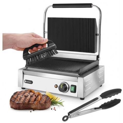 Grill Kontaktowy Panini Elektryczny Ryflowany 34x23 cm + Gratis (Zestaw M) | HENDI 263655171301525562