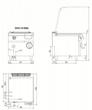 Patelnia Gazowa Dno Żelazne Poj. 80 L 20 + 0,2 kW Diamante 90 | OLIS 16370000
