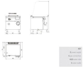 Patelnia Gazowa Żelazne Dno 14 kW + 0,2 kW Diamante 700 D74/10 Kbg | OLIS 16160000