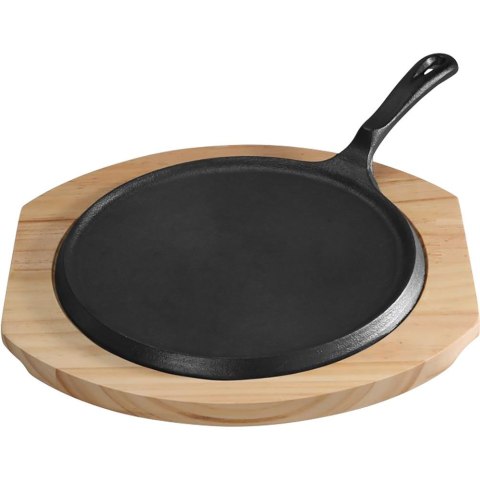 Patelnia Żeliwna z Podstawą Drewnianą Rant Niski Ø 255 mm STALGAST 049018