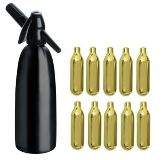 Syfon do Wody Sodowej Gazowanej Saturator 1l Czarny + 10 Sztuk Naboi | ART QUICK SODA SA-01C_10