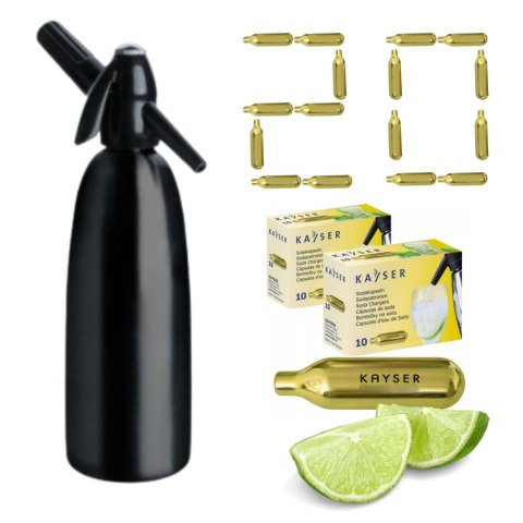 Syfon do Wody Sodowej Gazowanej Saturator 1l Czarny + 20 Sztuk Naboi | ART QUICK SODA SA-01C_20