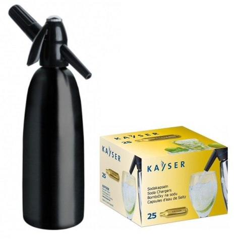 Syfon do Wody Sodowej Gazowanej Saturator 1l Czarny + 25 Sztuk Naboi | ART QUICK SODA SA-01C_25