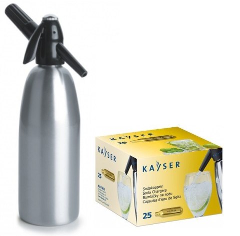 Syfon do Wody Saturator 1l Srebrny + 25 Naboi | ART QUICK SODA SA-01A_25