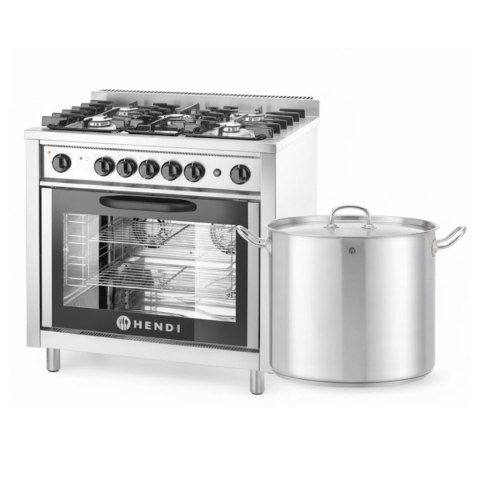 Kuchnia Gazowa 5-Palników z Piekarnikiem + Garnek 20l (Zestaw S) | HENDI 225707837603