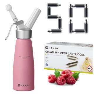 Różowy Pastelowy Syfon do Bitej Śmietany 0,5l + 50 Naboi Hendi 975886 | GASTROPROFIT 975886_50