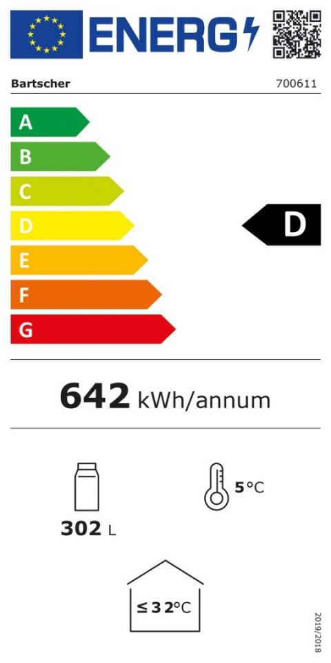 Szafa Chłodnicza Przeszklona 600x580x1845mm | BARTSCHER 700611