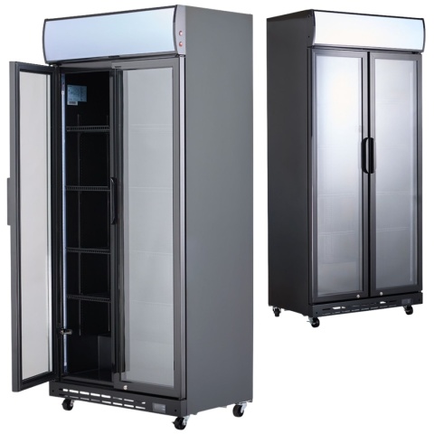 Czarna Szafa Witryna Chłodnicza Przeszklona 2-Drzwiowa 569l | STALGAST 850590