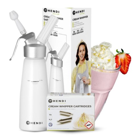 Domowy Syfon do Bitej Śmietany 0,5l + 10 Naboi N2O Zestaw Prezentowy | HENDI 000115_5883691