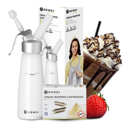 Domowy Syfon do Bitej Śmietany 0,5l + 10 Naboi N2O Zestaw Prezentowy | HENDI 000115_5883691