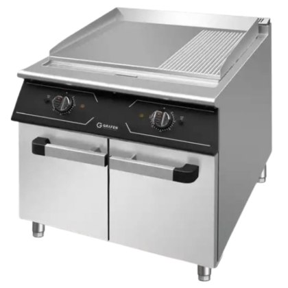 Grill Elektryczny Ryflowany-Płaski z Szafką 9 kW 400V 700x700x850 mm Perfecta | GRAFEN GREG43C