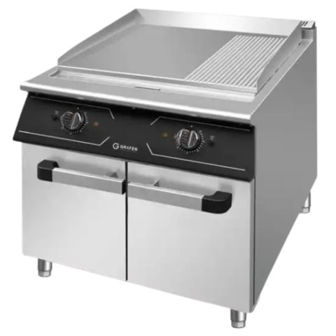 Grill Elektryczny Ryflowany-Płaski z Szafką 9 kW 400V 700x700x850 mm Perfecta | GRAFEN GREG43C