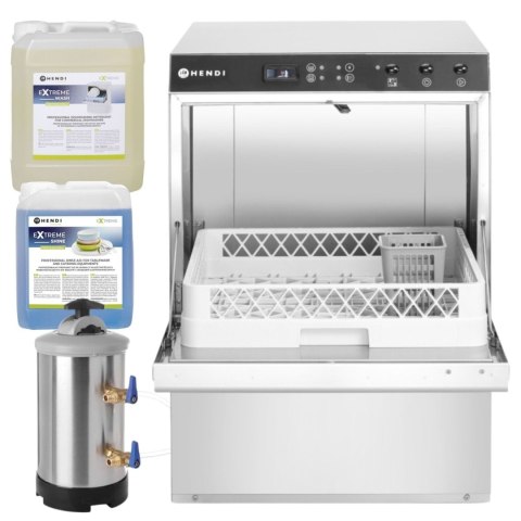Zmywarka Gastronomiczna z Pompą i Dozownikami + Płyny + Zmiękczacz 237366 (Zestaw M) | HENDI 237366M