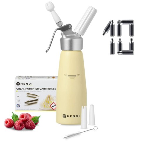 Żółty Syfon do Bitej Śmietany Dekorator 0,5l Naboje w Zestawie 10 Sztuk | HENDI 975855_10