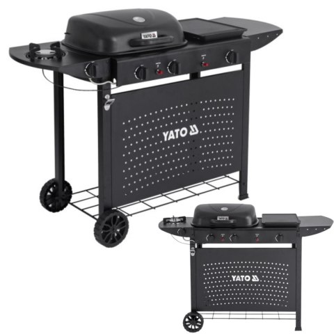 Grill Gazowy Ogrodowy Asahi 2+2 Palniki 5 kW 3w1 | YATO YG-20008