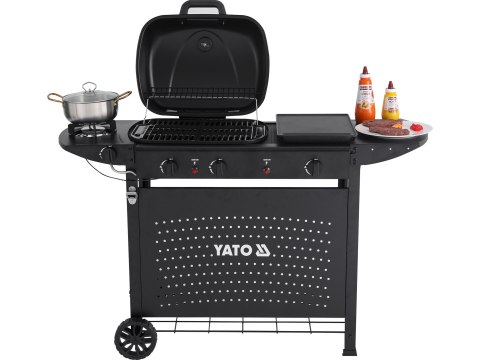 Grill Gazowy Ogrodowy Asahi 2+2 Palniki 5 kW 3w1 | YATO YG-20008