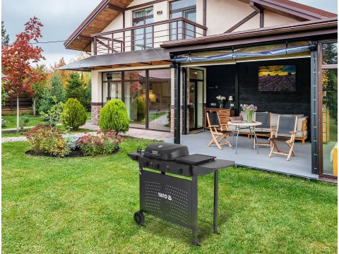 Grill Gazowy Ogrodowy Asahi 2+2 Palniki 5 kW 3w1 | YATO YG-20008