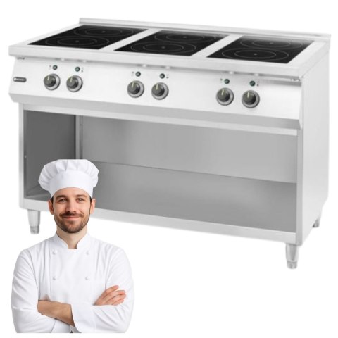 Kuchnia Indukcyjna Gastronomiczna 6-Palnikowa 400V 25,5 kW 1200x700 mm | HENDI 237397