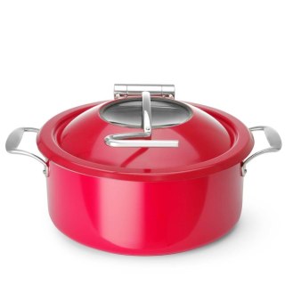 Podgrzewacz Indukcyjny Garnek z Szybą Okrągły 4,5l Czerwony | FINE DINE 832974